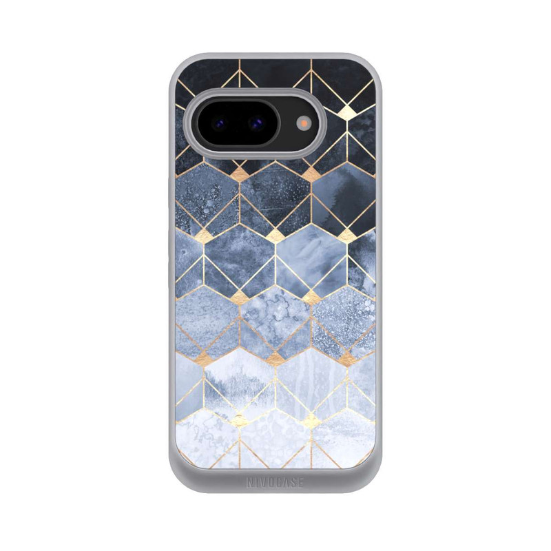 Pixel 9a NIVOpure Blaue Sechsecke und Diamanten Golddruck