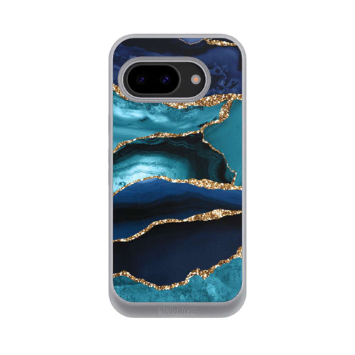 Google Pixel 9a NIVOpure Dark and Light Blue Marble Gold Glitter Look