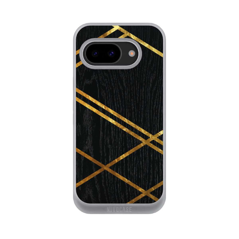 Pixel 9a NIVOpure Schwarzes geometrisches Muster Goldene Streifen
