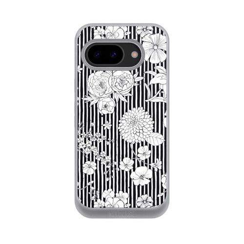 Google Pixel 9a NIVOpure Blumen und Streifen Schwarz und Weiß