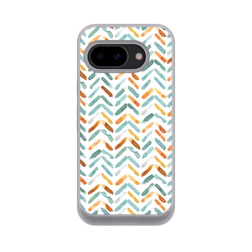Google Pixel 9a NIVOpure Elegantes Herbstchevron Blau Orange