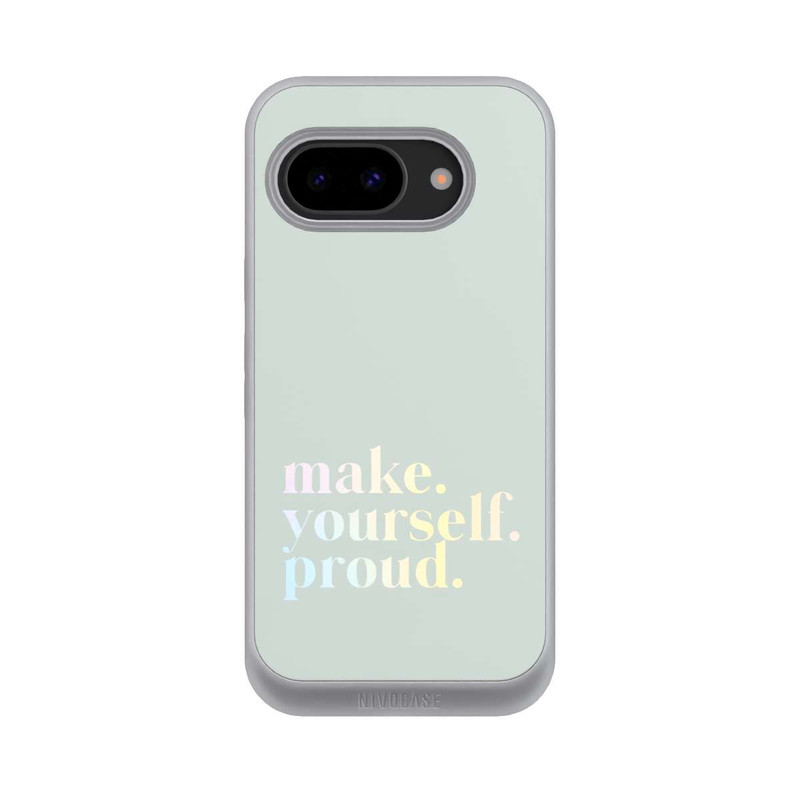 Pixel 9a NIVOpure Make Yourself Proud Zitat-Minze und Farbverlauf