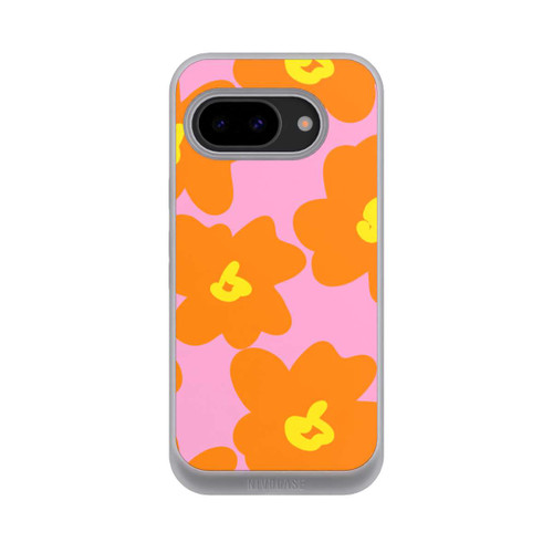 Google Pixel 9a NIVOpure Retro floral pattern pink and orange
