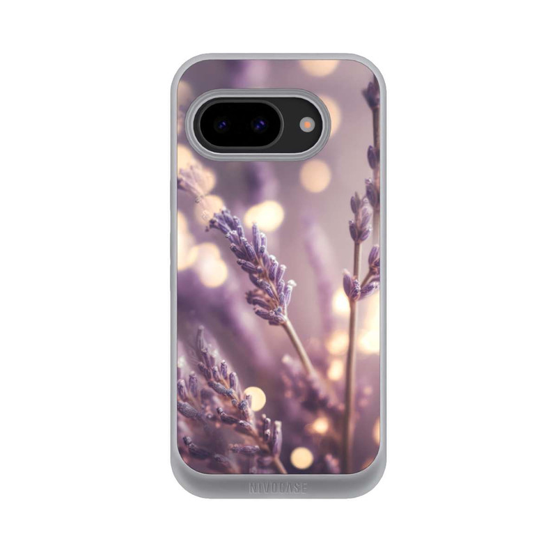 Pixel 9a NIVOpure Lavande en gros plan avec IA