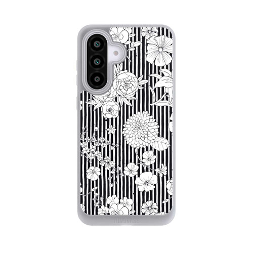 Samsung Galaxy A56 5G NIVOpure Blumen und Streifen Schwarz und Weiß