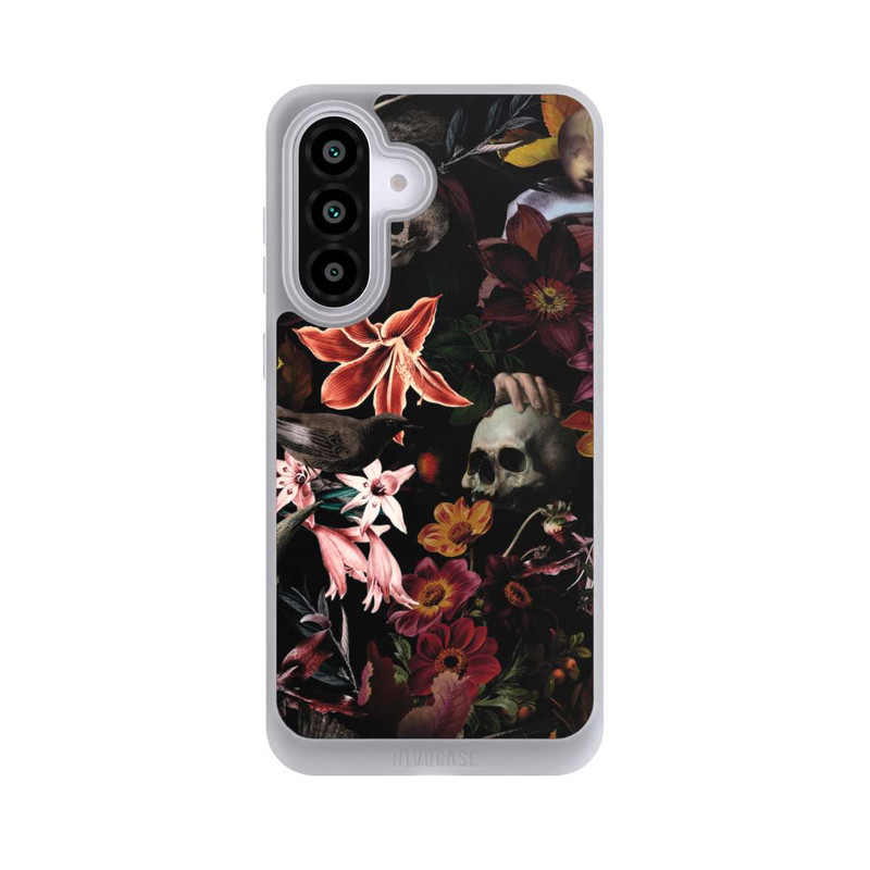 Galaxy A56 5G NIVOpure Totenköpfe und Blumen auf dunklem Hintergrund