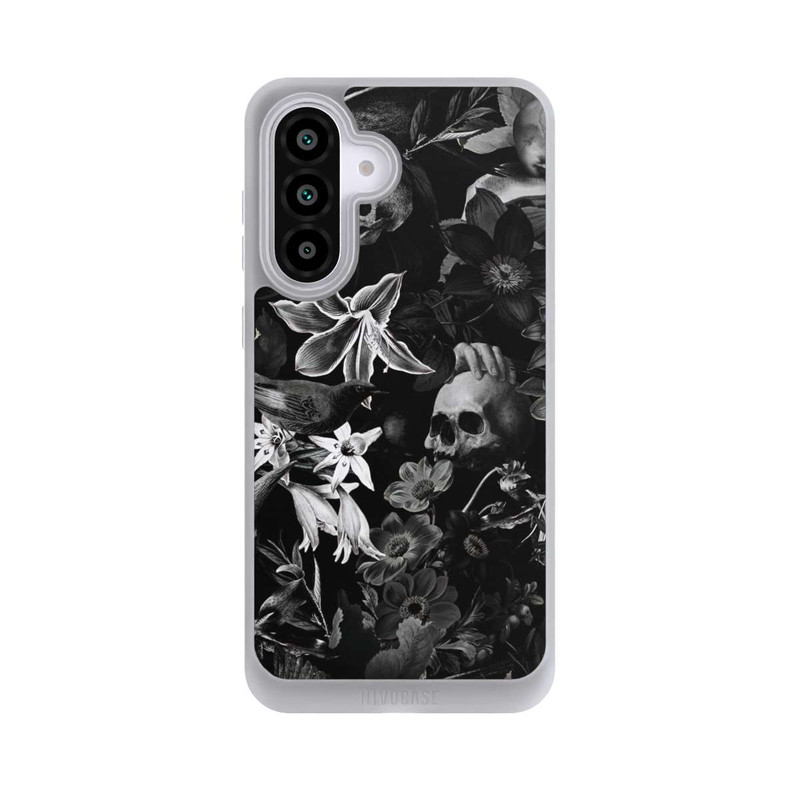 Galaxy A56 5G NIVOpure Crânes et fleurs sur fond noir