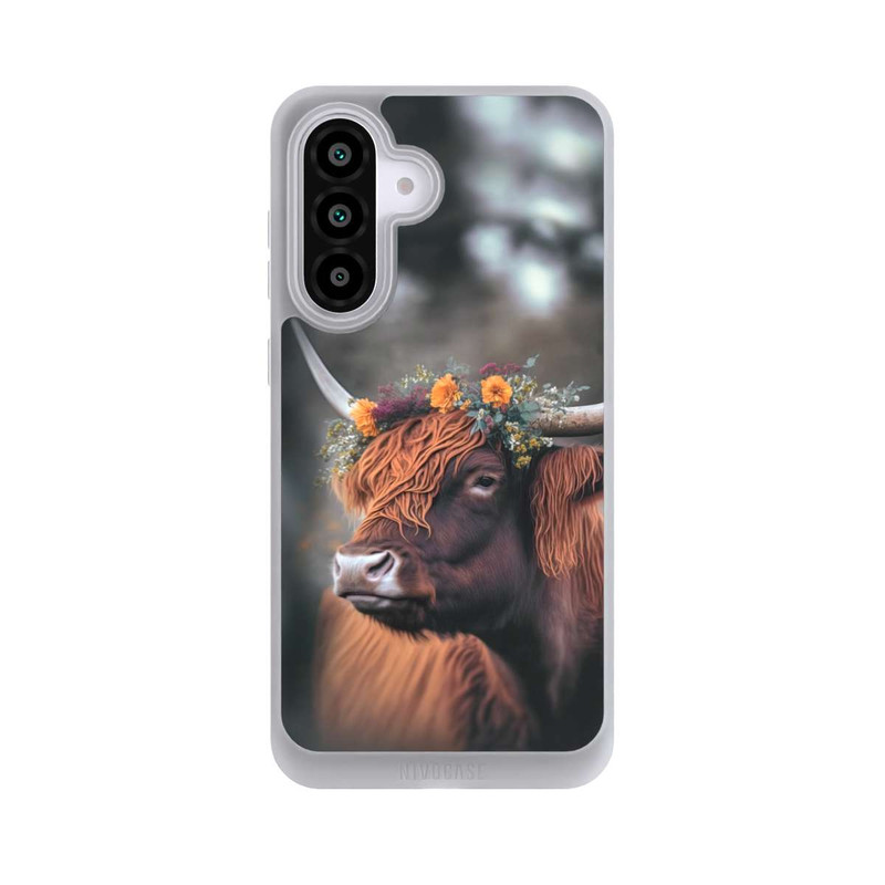 Galaxy A56 5G NIVOpure Vache des Highlands avec des fleurs avec IA