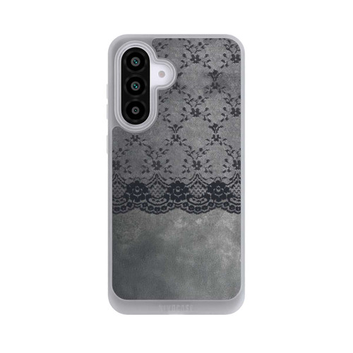 Samsung Galaxy A56 5G NIVOpure Schwarzes Spitzenmuster auf grauem Hintergrund