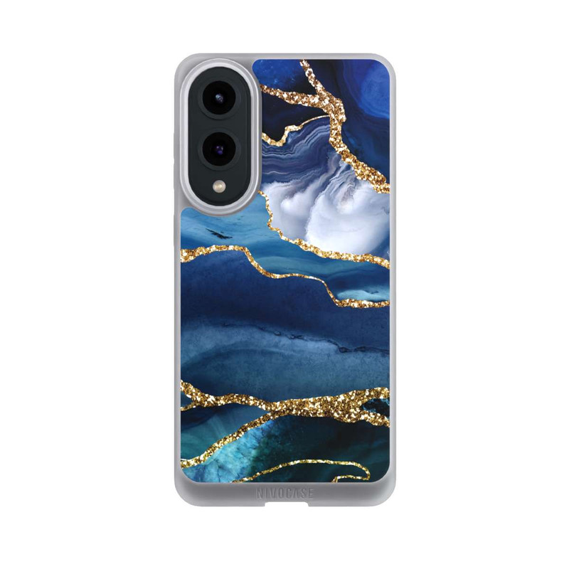 Galaxy S25 Edge NIVOpure  Blauer Marmor Gold Glitzer Look