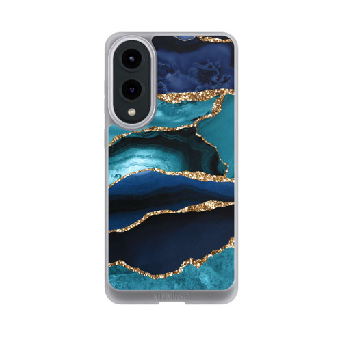 Samsung Galaxy S25 Edge NIVOpure Dark and Light Blue Marble Gold Glitter Look