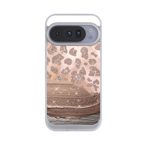 Google Pixel 10 Pro NIVOpure Silberner Leoparden Glitzerlook
