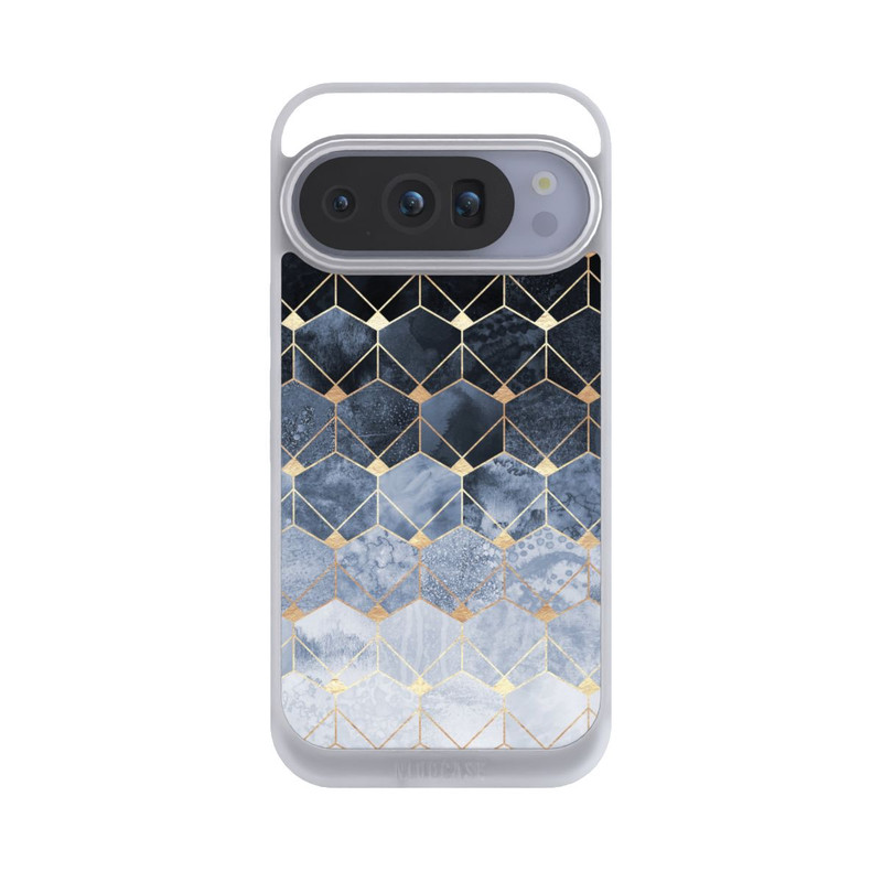 Pixel 10 Pro NIVOpure Blaue Sechsecke und Diamanten Golddruck