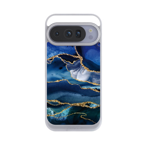 Google Pixel 10 Pro NIVOpure  Blauer Marmor Gold Glitzer Look