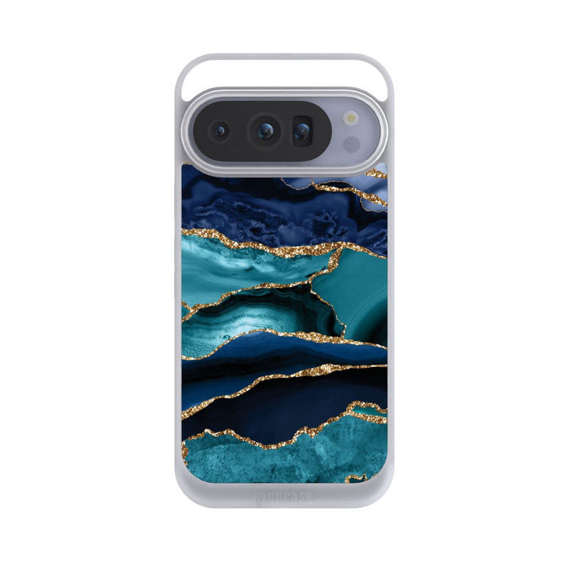 Pixel 10 Pro NIVOpure Dark and Light Blue Marble Gold Glitter Look