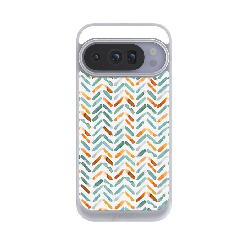 Pixel 10 Pro NIVOpure Élégant Automne Chevron Bleu Orange