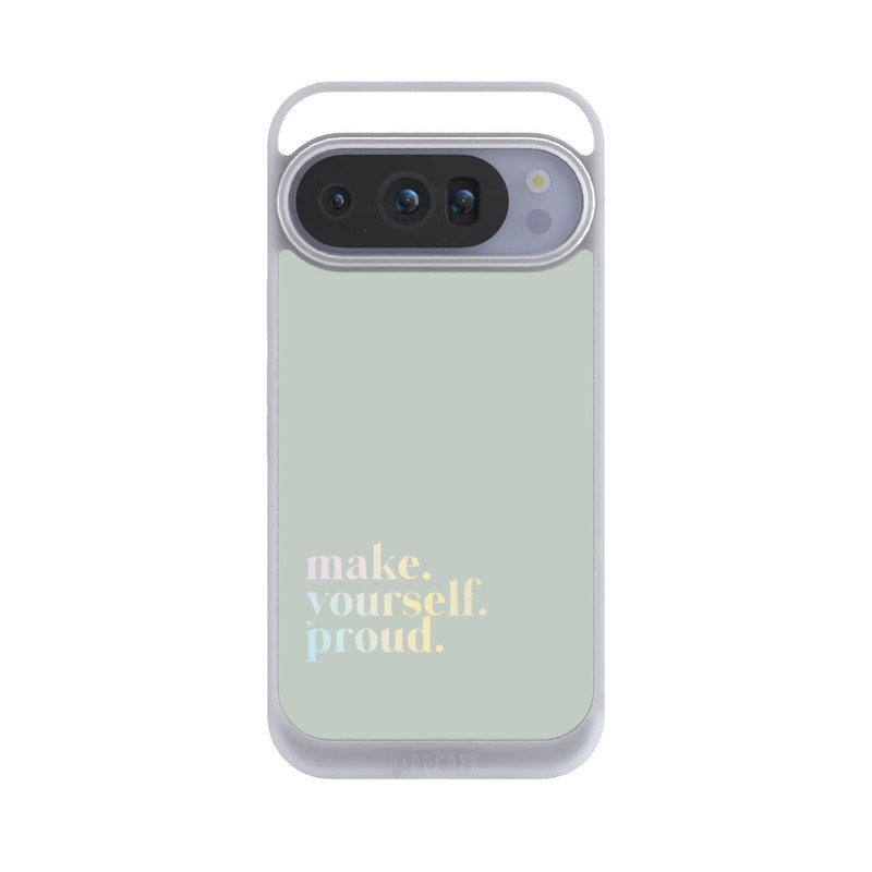 Pixel 10 Pro NIVOpure Make Yourself Proud Zitat-Minze und Farbverlauf