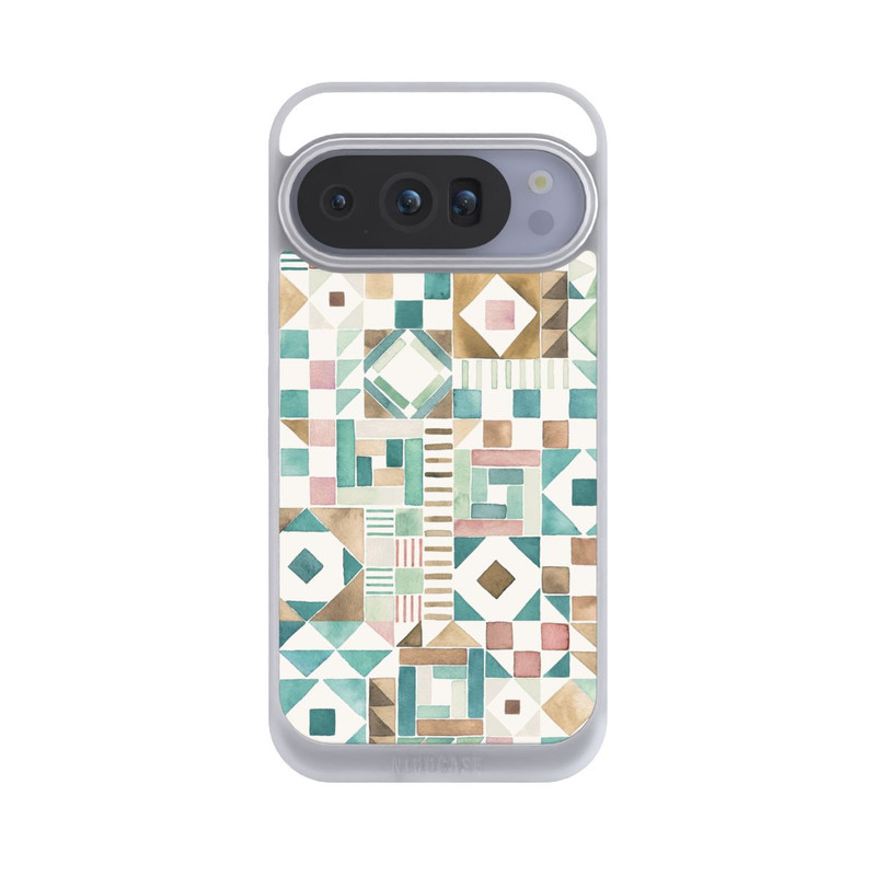 Pixel 10 Pro NIVOpure Geometric Blocks Retro Vintage Patchwork Green