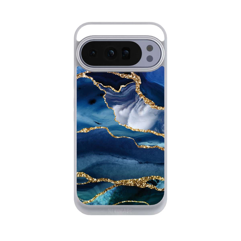 Pixel 10 Pro XL NIVOpure  Blauer Marmor Gold Glitzer Look