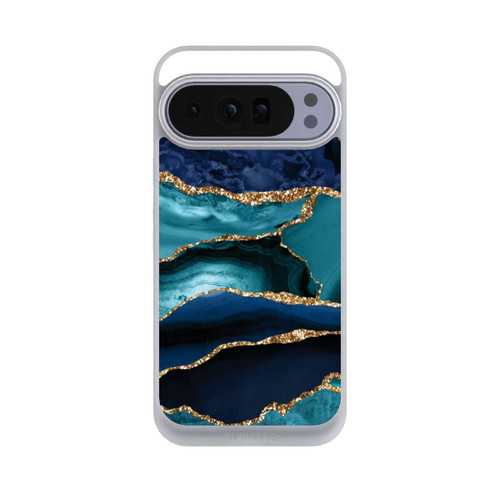 Google Pixel 10 Pro XL NIVOpure Dark and Light Blue Marble Gold Glitter Look