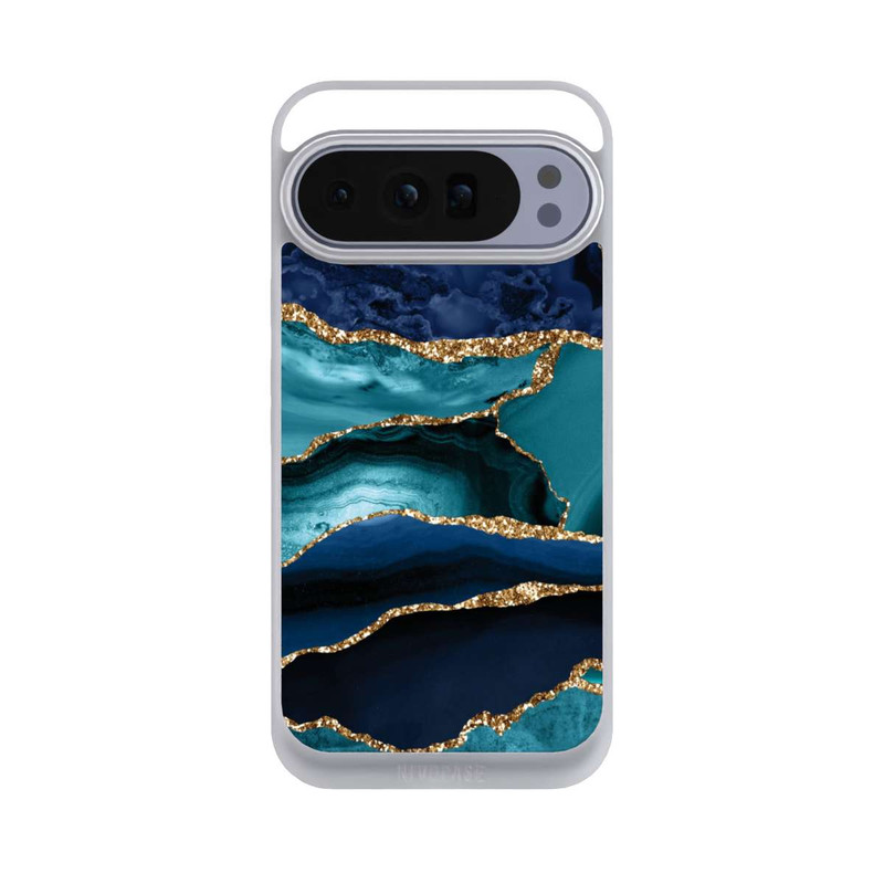Pixel 10 Pro XL NIVOpure Dark and Light Blue Marble Gold Glitter Look
