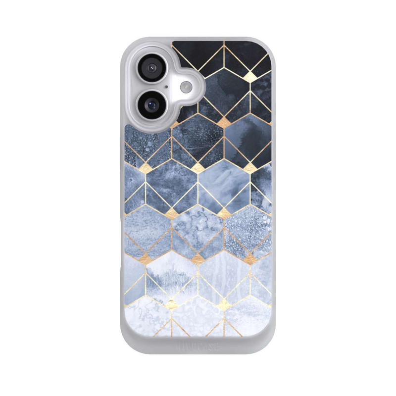 iPhone 17 NIVOpure Blaue Sechsecke und Diamanten Golddruck