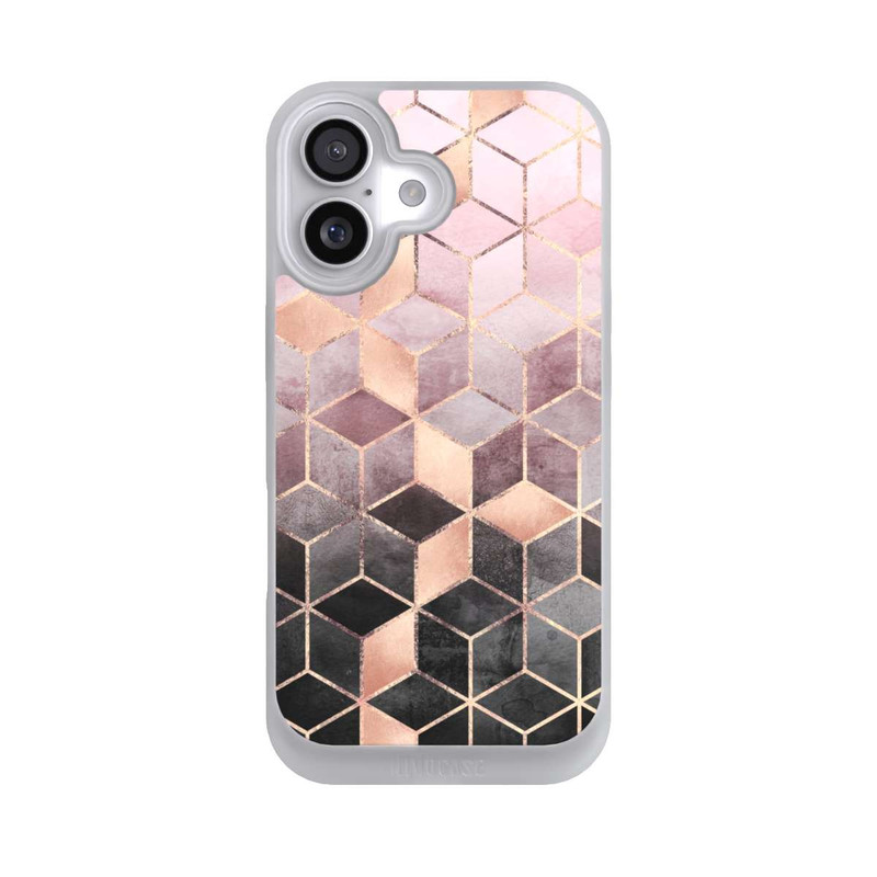 iPhone 17 NIVOpure Pink Grey Gradient Cubes Print
