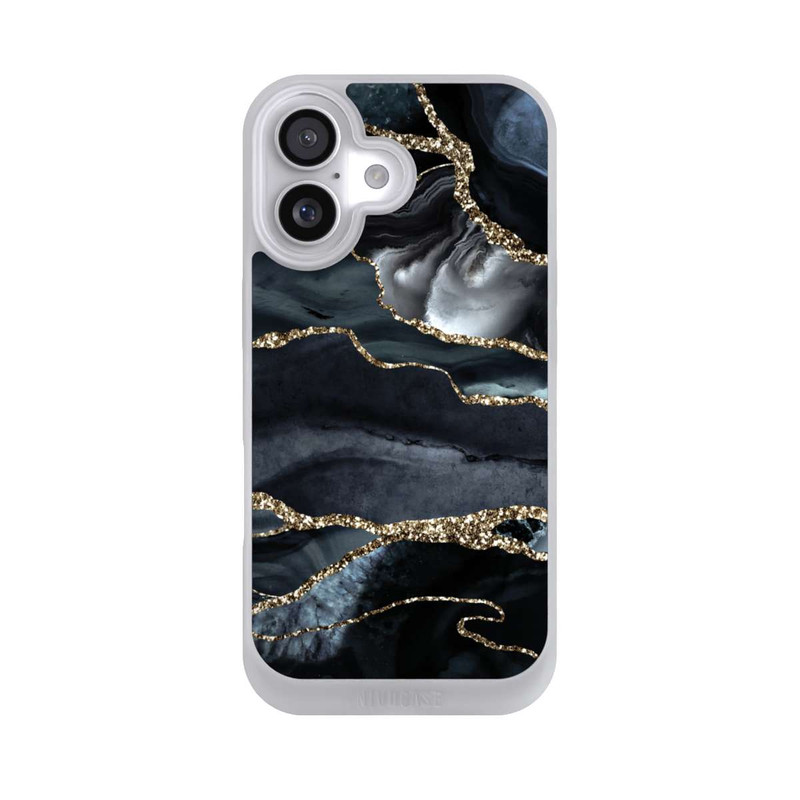 iPhone 17 NIVOpure Dunkler Marmor Gold Glitzerlook