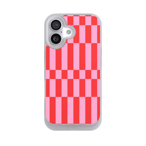  NIVOpure Checked Abstract Bold Coral Red and Pink Color Block