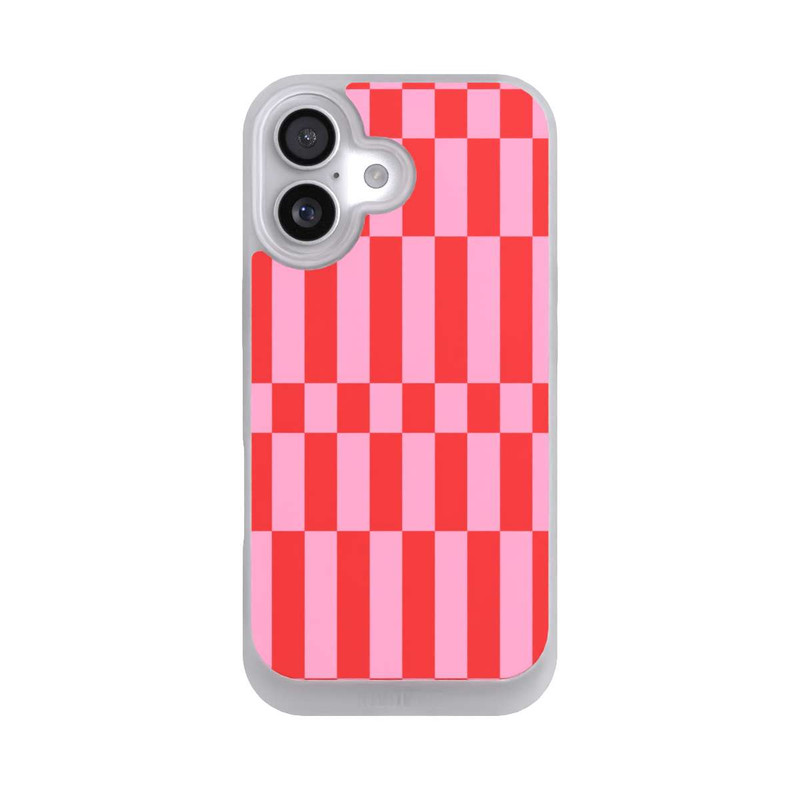 iPhone 17 NIVOpure Checked Abstract Bold Coral Red and Pink Color Block