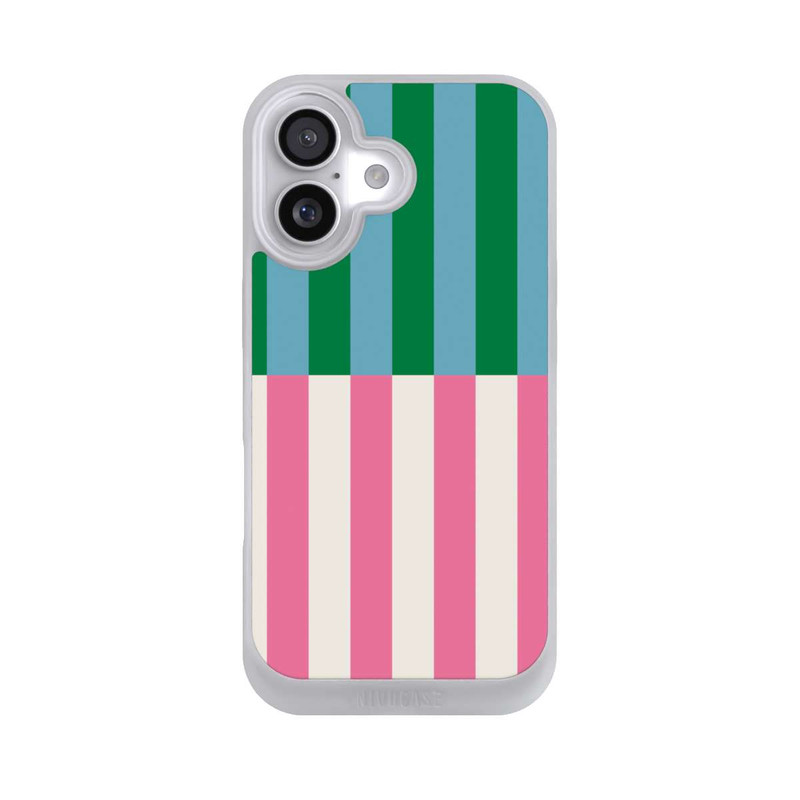 iPhone 17 NIVOpure Motif Rayé Vert Rose