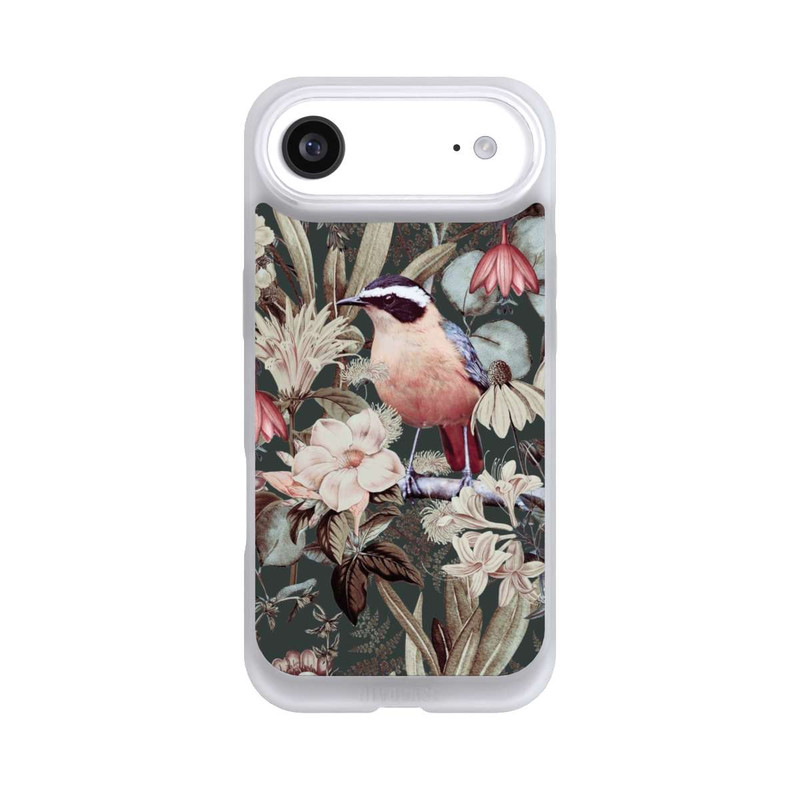 iPhone Air NIVOpure Orangefarbener Vogel im Vintage Blumenmuster