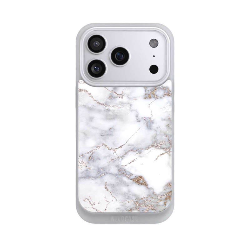 iPhone 17 Pro NIVOpure Silberglitzer Marmorlook