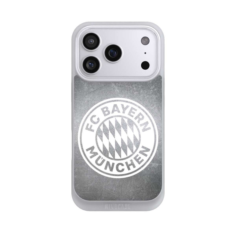 iPhone 17 Pro NIVOpure Klassisches FCB Logo Klein - Weiß auf Metalllook