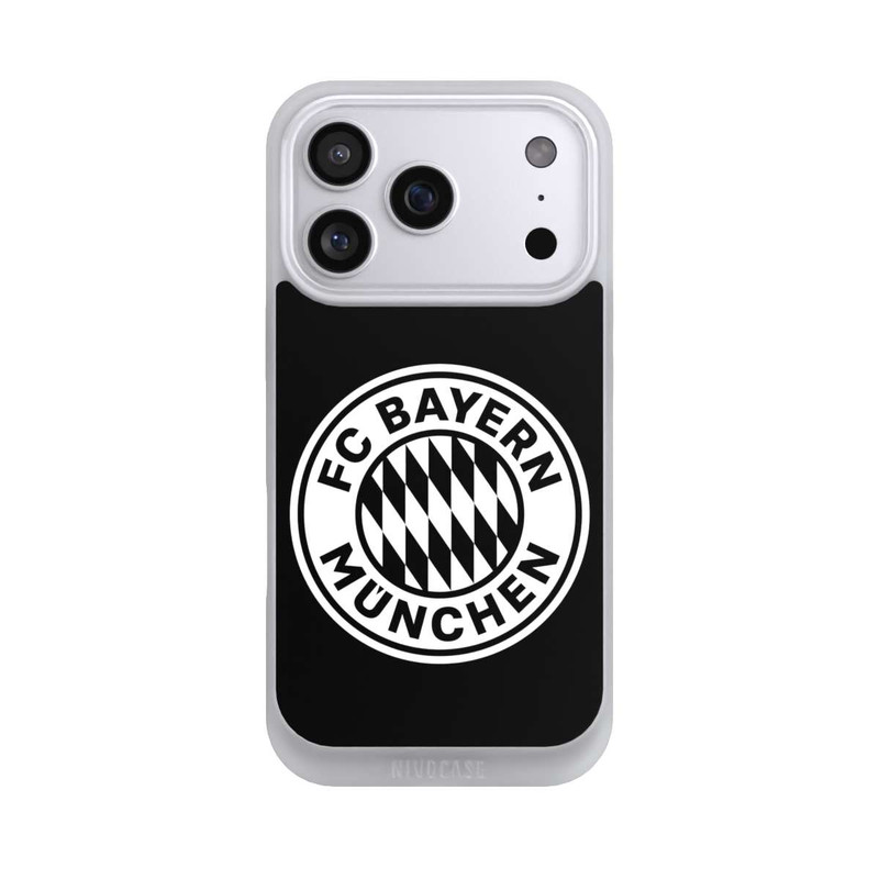 iPhone 17 Pro NIVOpure Klassisches FCB Logo Klein - Weiß auf Schwarz