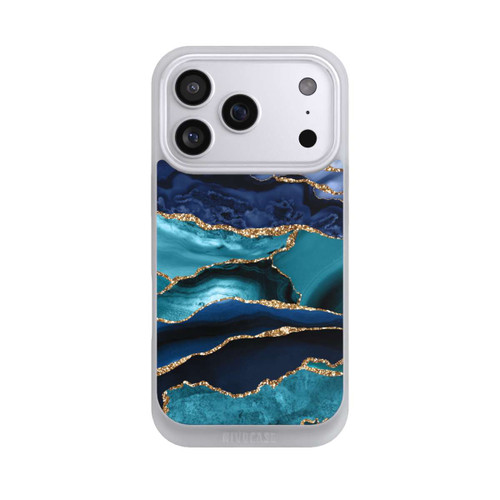 Apple iPhone 17 Pro NIVOpure Dark and Light Blue Marble Gold Glitter Look