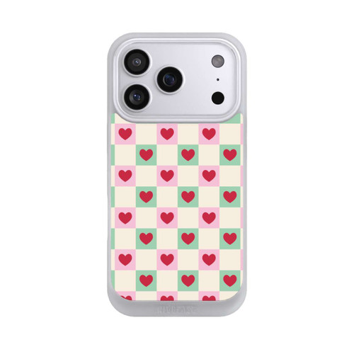 Apple iPhone 17 Pro NIVOpure Karomuster Herzen Rosa und Grün Valentinstag