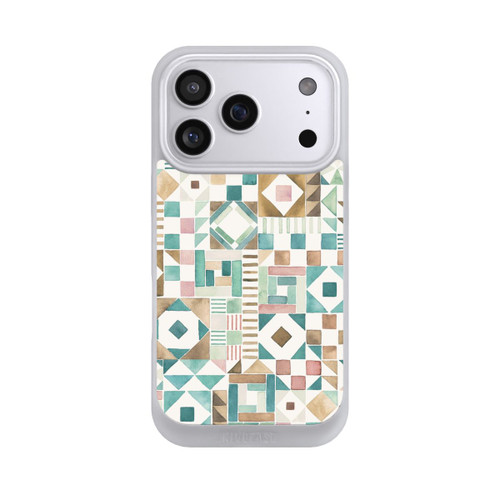 Apple iPhone 17 Pro NIVOpure Geometric Blocks Retro Vintage Patchwork Green