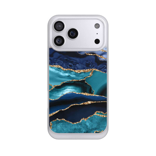 Apple iPhone 17 Pro Max NIVOpure Dark and Light Blue Marble Gold Glitter Look