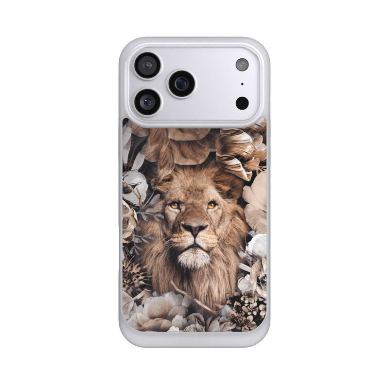 iPhone 17 Pro Max NIVOpure Löwe Blumenrahmen Beige