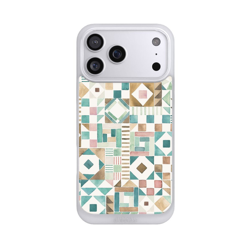 iPhone 17 Pro Max NIVOpure Geometric Blocks Retro Vintage Patchwork Green