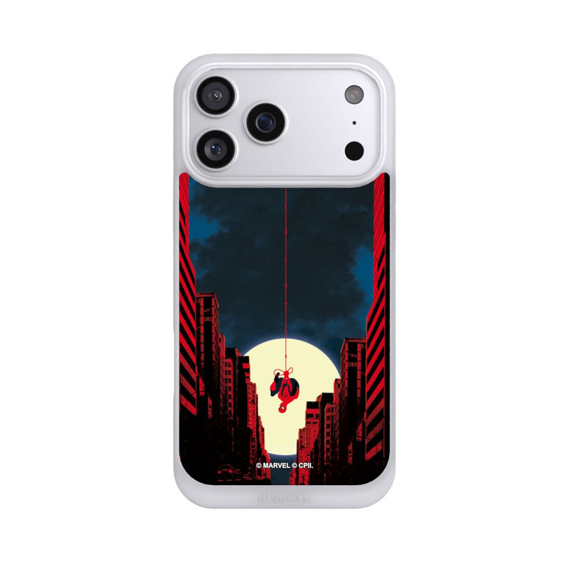 iPhone 17 Pro Max NIVOpure Spider-Man Marvel between Skyscrapers