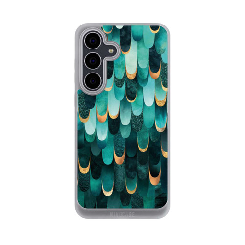 Samsung Galaxy S25 FE NIVOpure Imprimé or turquoise à plumes
