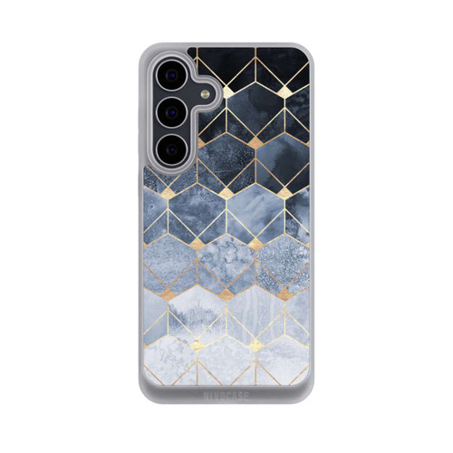 Samsung Galaxy S25 FE NIVOpure Impression Or Hexagones Bleus Et Diamants