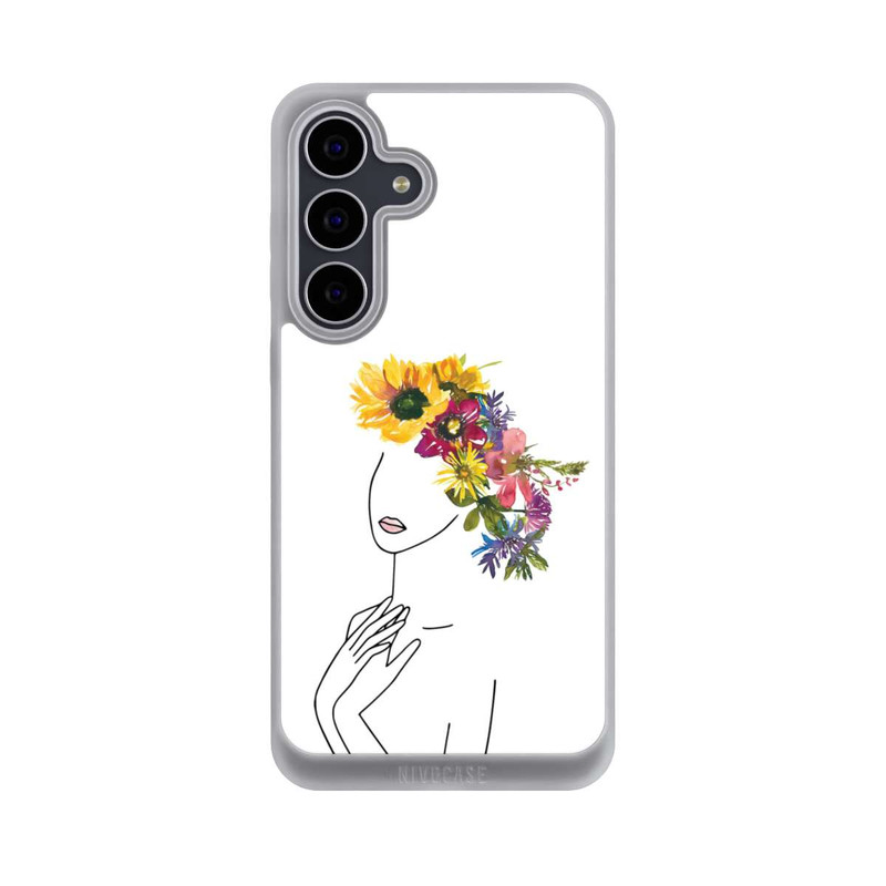 Galaxy S25 FE NIVOpure Line Art femme et couronne de fleurs