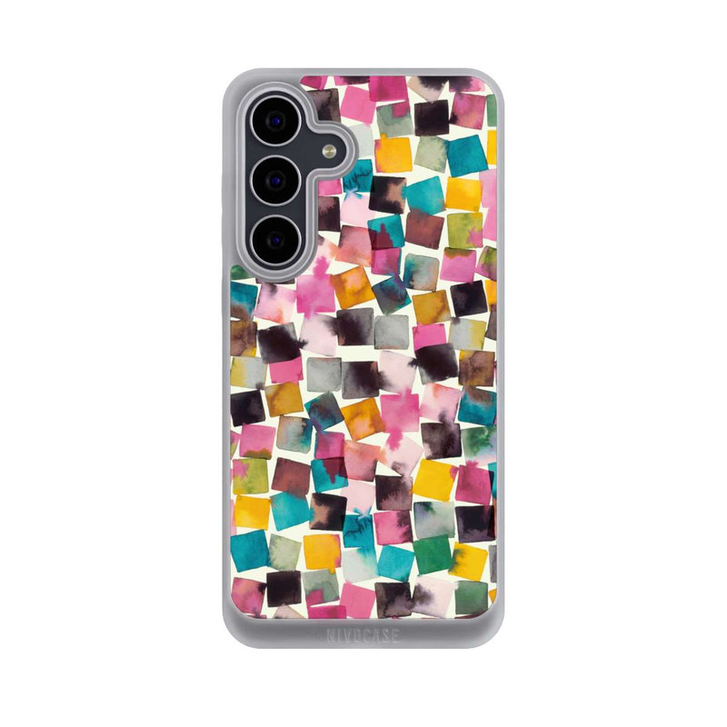 Galaxy S25 FE NIVOpure Watercolor Geometric Plaids Pink