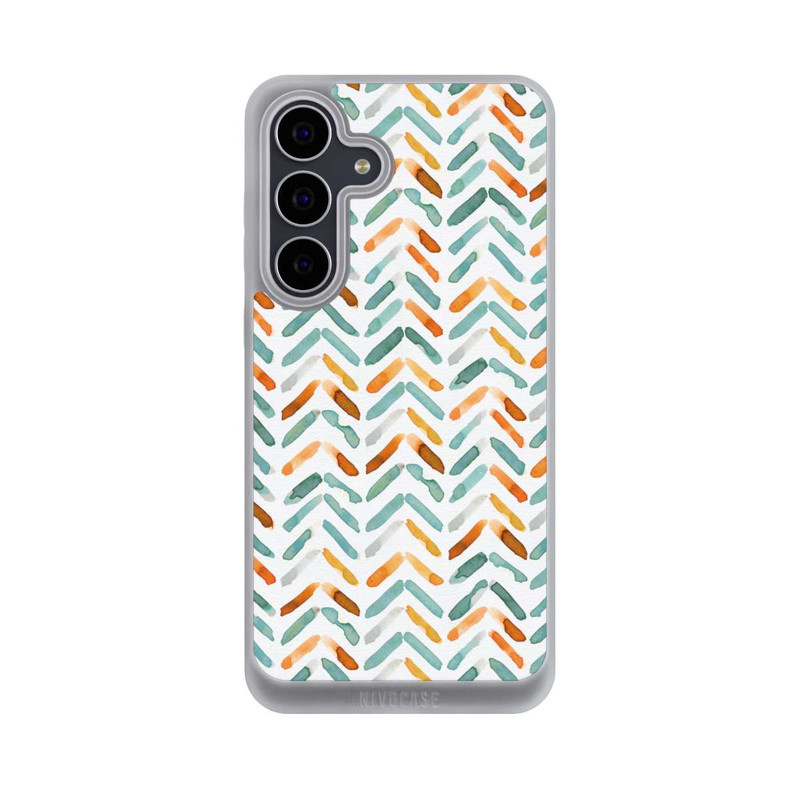 Galaxy S25 FE NIVOpure Élégant Automne Chevron Bleu Orange