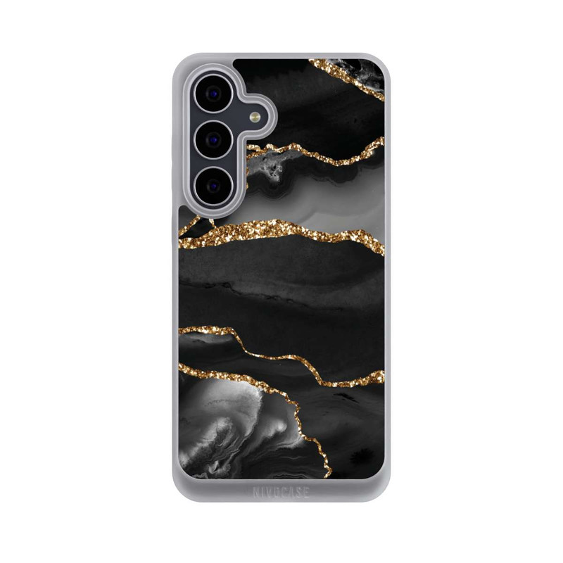 Galaxy S25 FE NIVOpure Dunkle Marmorstreifen im Goldlook