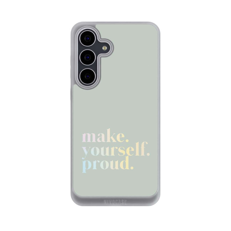Galaxy S25 FE NIVOpure Make Yourself Proud Zitat-Minze und Farbverlauf
