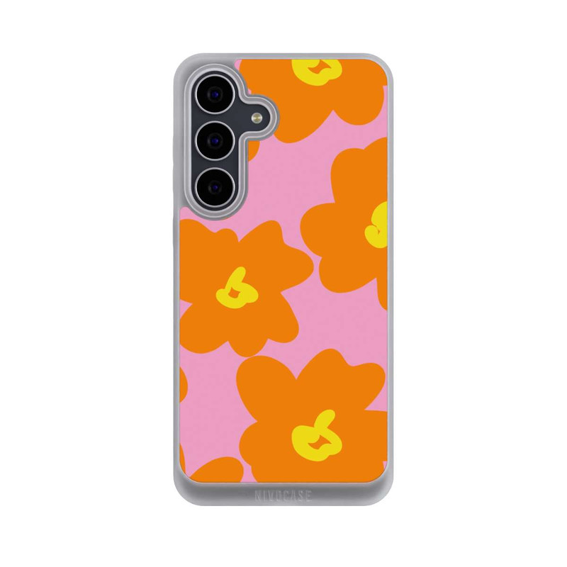 Galaxy S25 FE NIVOpure Retro floral pattern pink and orange